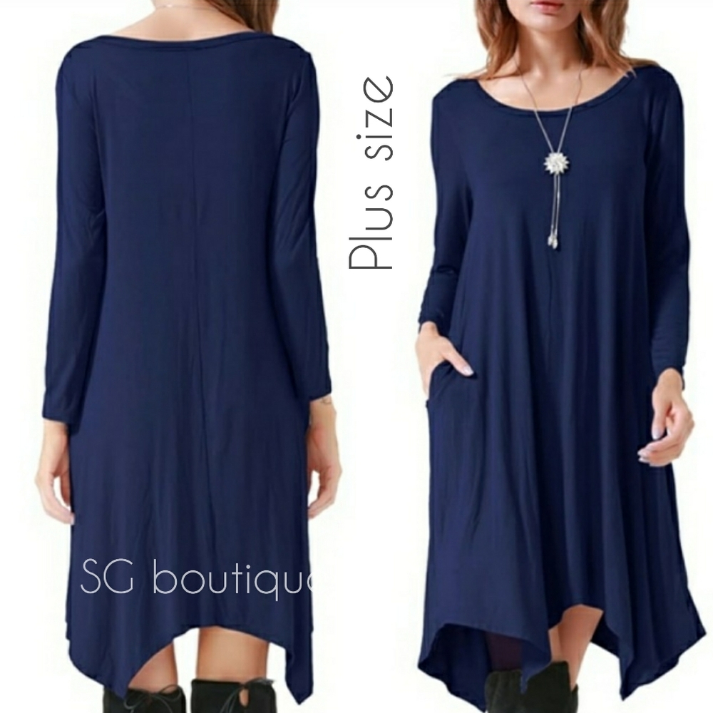 🆕⭐ Plus sz Navy blue asymmetrical dress